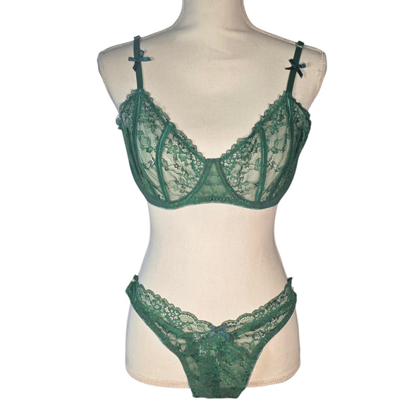 NWT AvidLove Lace Bra + Panty Sets XXL Lot of 3 Purple Red Green - Picture 6 of 12